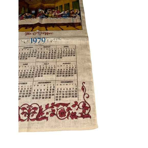 Vintage 1979 Cloth Wall Hanging Last Supper Image - Picture 4 of 7